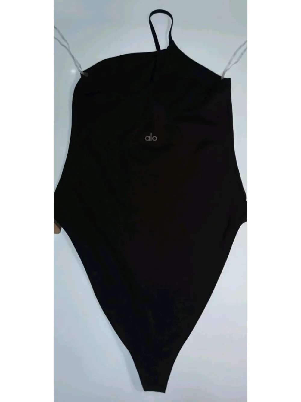 Alo Yoga Airlift Plie Bodysuit Black S One Shoulder High Cut Asymmetrical Strap